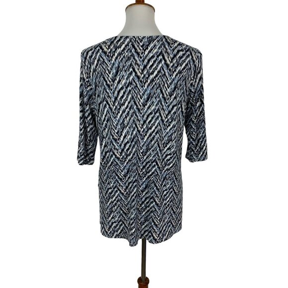 J Jill Small Blue Textured 34 Sleeve Tunic Top Casual Artsy Chic - Picture 4 of 6